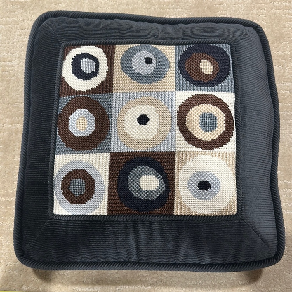 Hand stitched needlepoint pillow